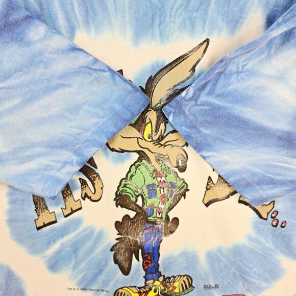 Vtg Wile E Coyote Its Cool Looney Tunes Shirt XXL Single Stitch USA 90s Tie Dye - Picture 7 of 12